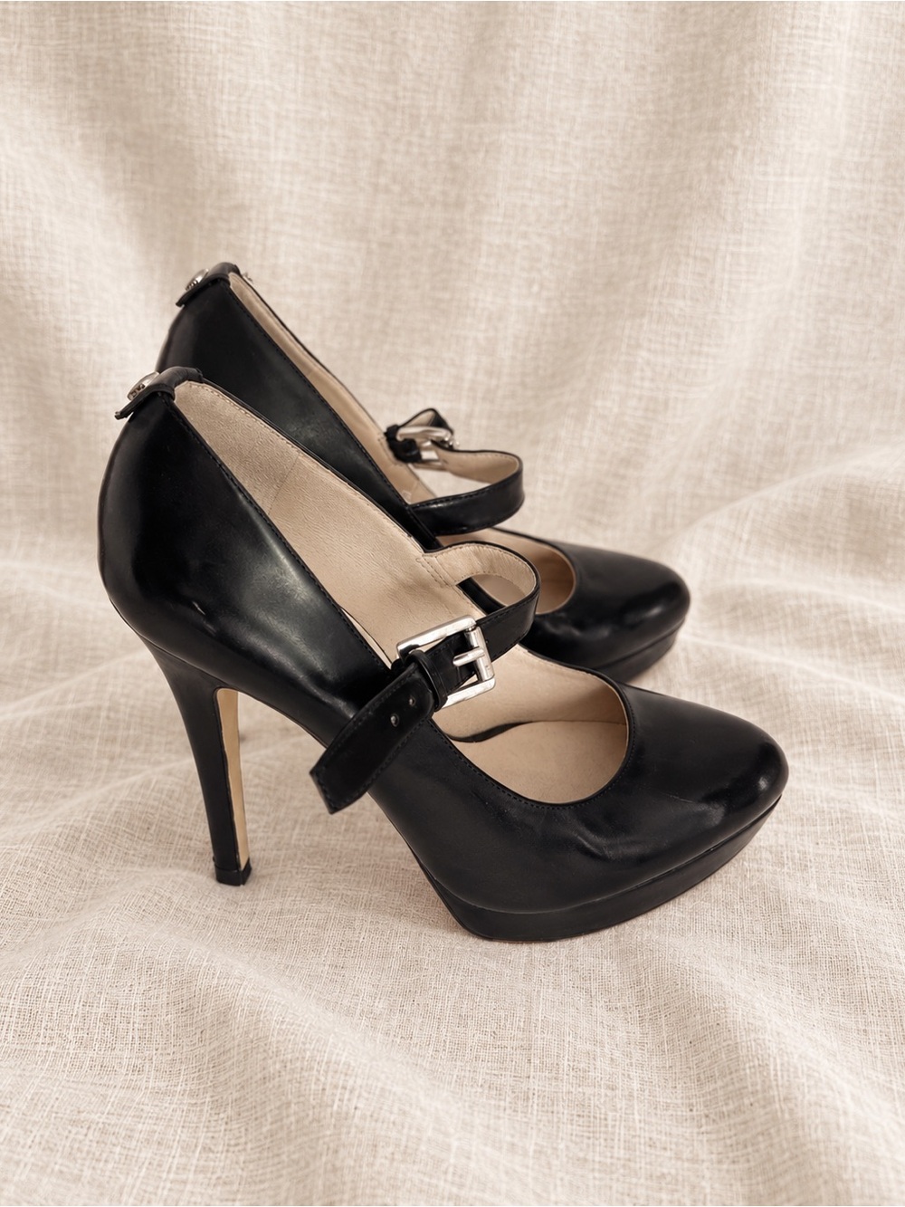 MICHAEL Michael Kors Black Patent Mary Jane Heels with Buckle
